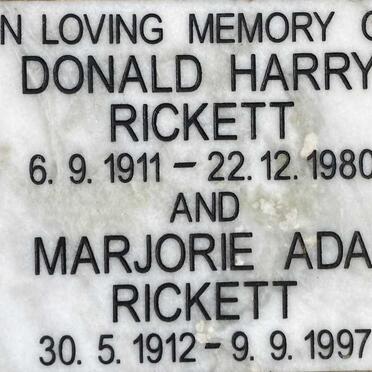 RICKETT Donald Harry 1911-1980 & Marjorie Ada 1912-1997