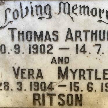 RITSON Thomas Arthur 1902-1981 & Vera Myrtle 1904-1994