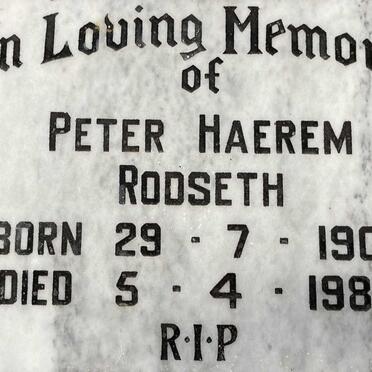 RODSETH Peter Haerem 1900-1985