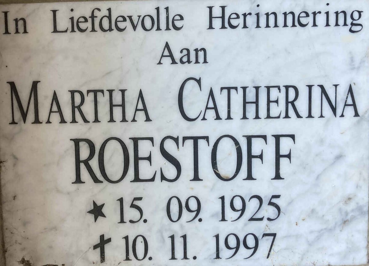 ROESTOFF Martha Catherina 1925-1997