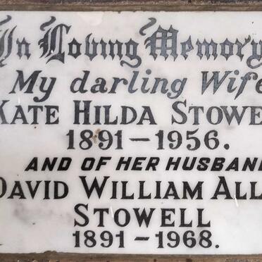 STOWELL David William Allen 1891-1968 & Kate Hilda 1891-1956