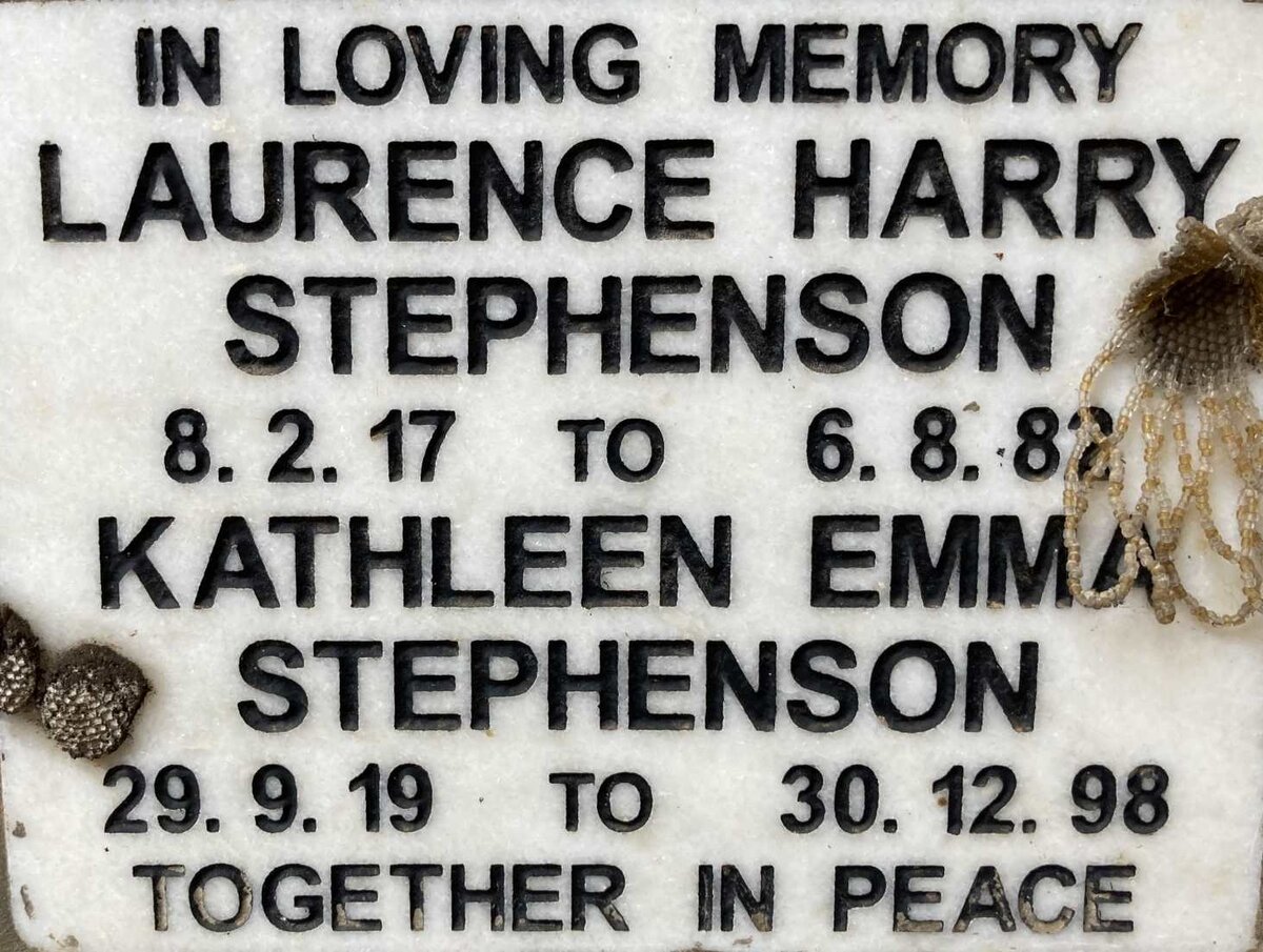 STEPHENSON Laurence Harry 1917-1982 & Kathleen Emma 1919-1998