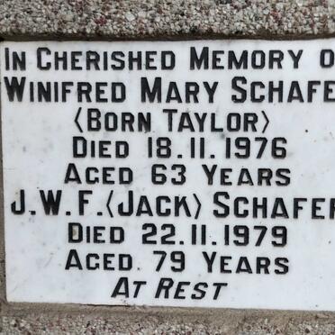 SCHAFER J.W.F. -1979 & Winifred Mary TAYLOR -1976