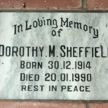 SHEFFIELD Dorothy M. 1914-1990