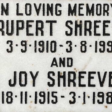 SHREEVE Rupert 1910-1992 & Joy 1915-1985