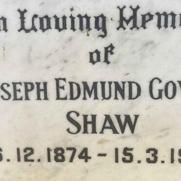 SHAW Joseph Edmund Gower 1874-1963