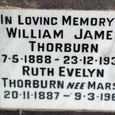 THORBURN William James 1888-1936 & Ruth Evelyn MARSH 1887-1968