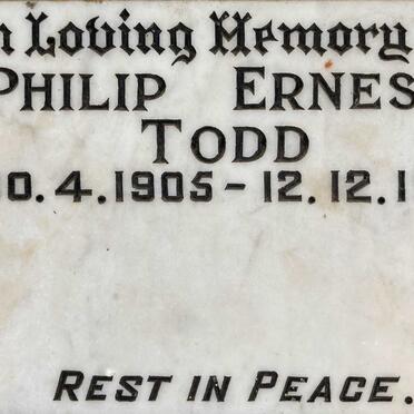 TODD Philip Ernest 1905-1971