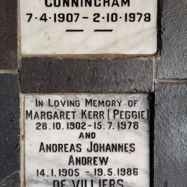 VILLIERS Andreas Johannes Andrew, de 1905-1986 & Margaret Kerr 1902-1978