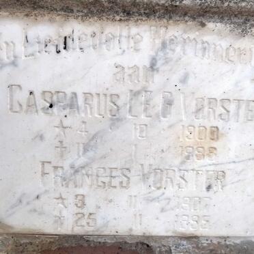 VORSTER Casparus L.E.G. 1900-1988 & Frances 1907-1995