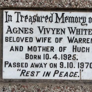 WHITE Agnes Vivyen 1925-1970