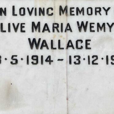 WALLACE Olive Maria Wemyss 1914-1971 