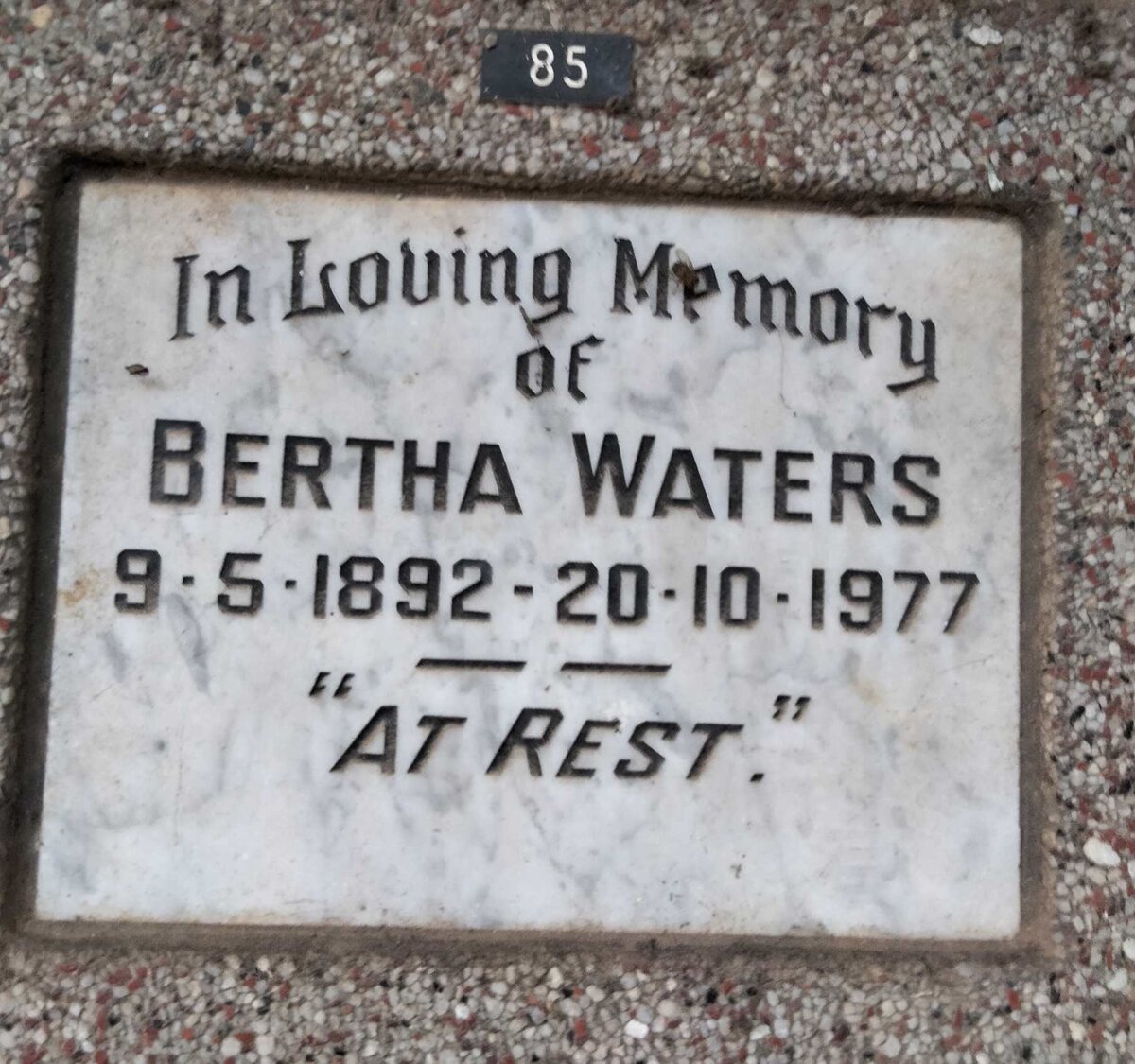 WATERS Bertha 1892-1977