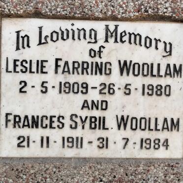 WOOLLAM Leslie Farring 1909-1980 & Frances Sybil 1911-1984
