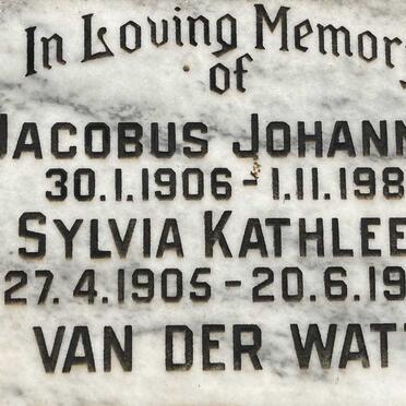 WATT Jacobus Johannes, van der 1906-1981 & Sylvia Kathleen 1905-1983