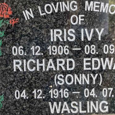 WASLING Richard Edward 1916-2002 & Iris Ivy 1906-1995