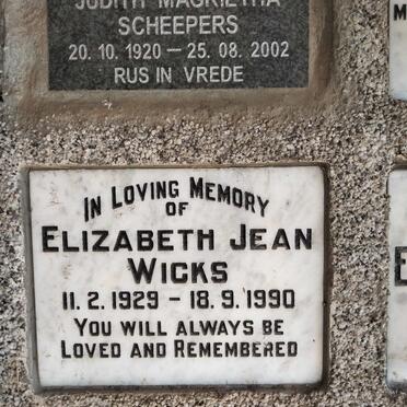 WICKS Elizabeth Jean 1929-1990