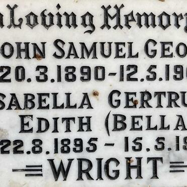 WRIGHT John Samuel George 1890-1960 & Isabella Gertrude Edith 1895-1981