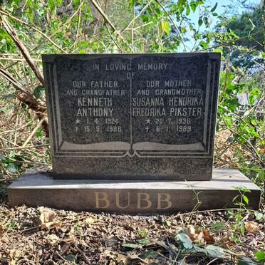 BUBB Kenneth Anthony 1924-1988 & Susanna Hendrika Fredrika Pikster 1930-1989