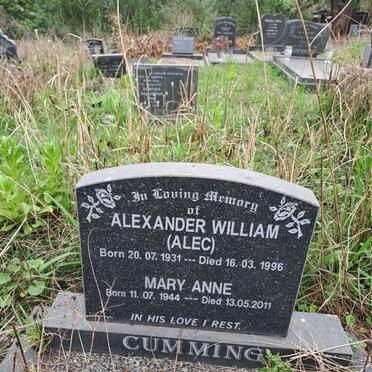 CUMMING Alexander William 1931-1996 & Mary Anne 1944-2011