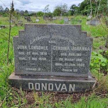 DONOVAN John Lonsdale 1876-1948 & Gerdina Johanna AVELING 1881-1962
