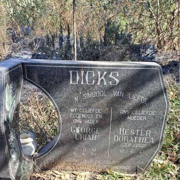 DICKS George Uriah 1941-1984 & Hester Dorathea GOUS 1947-