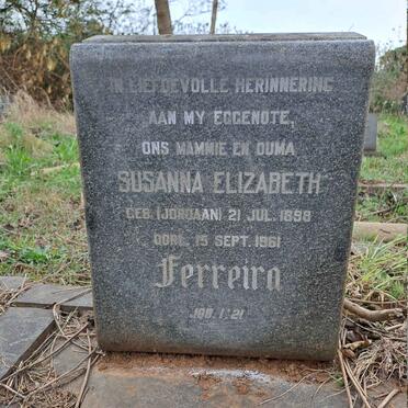 FERREIRA Susanna Elizabeth nee JORDAAN 1898-1961