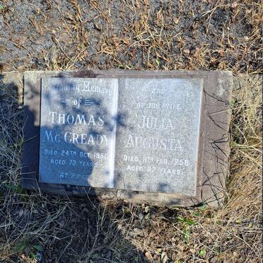 MCCREADY Thomas -1950 & Julia Augusta -1958