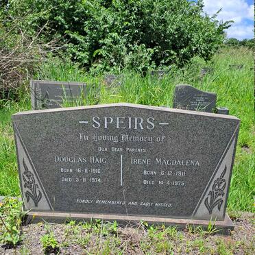 SPEIRS Douglas Haig 1916-1974 & Irene Magdalena 1911-1975