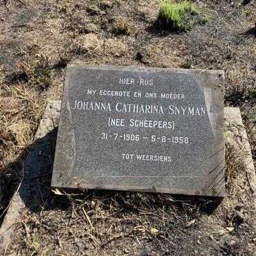 SNYMAN Johanna Catharina nee SCHEEPERS 1906-1958