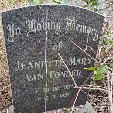 TONDER Jeanette Mary, van 1932-1992