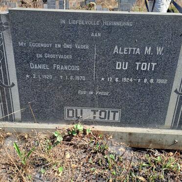 TOIT Daniel Francois, du 1920-1970 & Aletta M.W. 1924-1982
