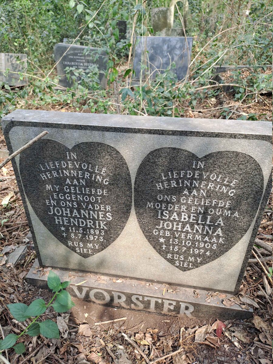 VORSTER Johannes Hendrik 1893-1973 & Isabella Johanna VERMAAK 1905-1974