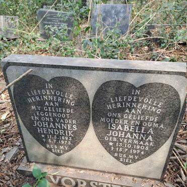 VORSTER Johannes Hendrik 1893-1973 & Isabella Johanna VERMAAK 1905-1974