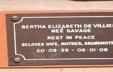 VILLIERS Bertha Elizabeth, de nee SAVAGE 1939-2008