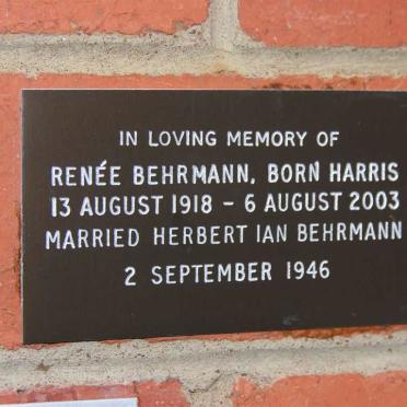 BEHRMANN Renée née HARRIS 1918-2003