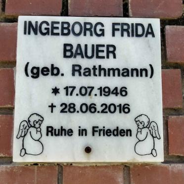 BAUER Ingeborg Frida nee RATHMANN 1946-2016
