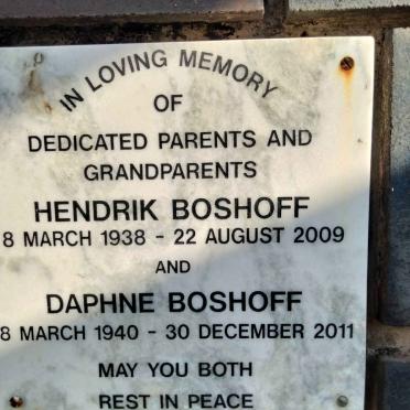 BOSHOFF Hendrik 1938-2009 &amp; Daphne 1940-2011