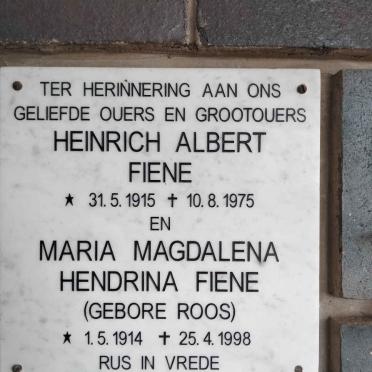 FIENE Heinrich Albert 1915-1975 &amp; Maria Magdalena Hendrina ROOS 1914-1998