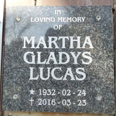 LUCAS Martha Gladys 1932-2016