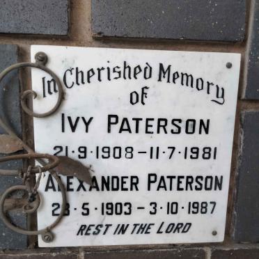 PATERSON Alexander 1903-1987 &amp; Ivy 1908-1981