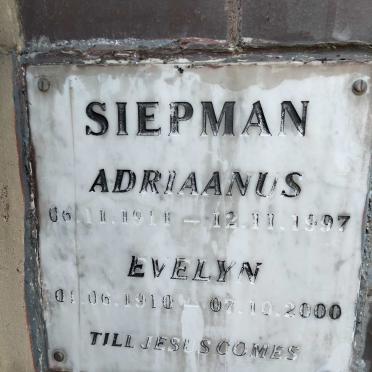 SIEPMAN Adriaanus 1911-1997 &amp; Evelyn 1910-2000