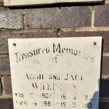 WILKINSON Jack 1903-1988 &amp; Aggie 1908-1981
