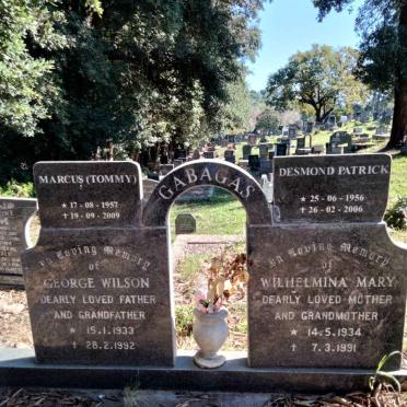 GABAGAS George Wilson 1933-1992 &amp; Wilhelmina Mary 1934-1991