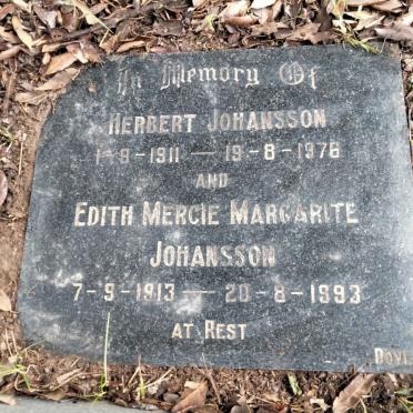 JOHANSSON Herbert 1911-1976 &amp; Edith Mercie Margarite 1913-1993