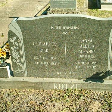 KOTZE Gerhardus Dirk 1923-1963 &amp; Anna Aletta Susanna DOUBELL 1928-1991