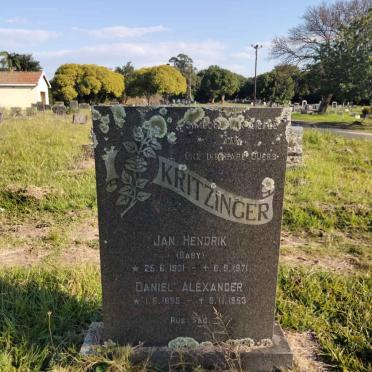 KRITZINGER Daniel Alexander 1895-1953 &amp; Jan Hendrik 1901-1971