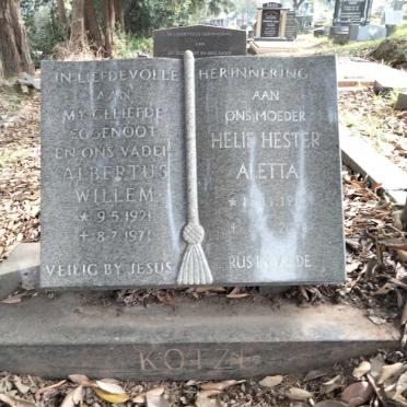KOTZE Albertus Willem 1921-1971 &amp; Helie Hester Aletta 1917-2004