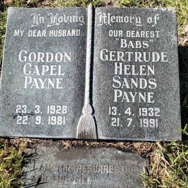 PAYNE Gordon Capel 1928-1981 &amp; Gertrude Helen Sands 1932-1991