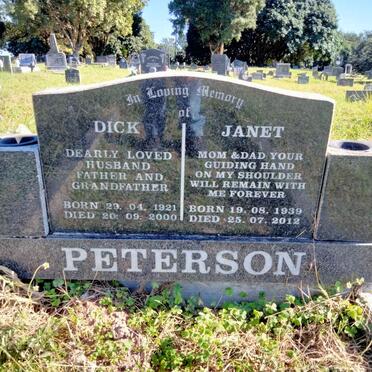 PETERSON Dick 1921-2000 & Janet 1939-2012